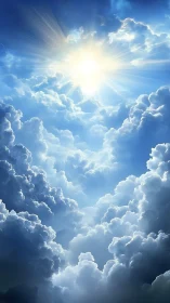 Radiant volumetric sky with stratified cumulus cloud architecture.