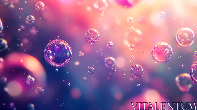 Digital painting of luminous bubbles in chromatic depth field.