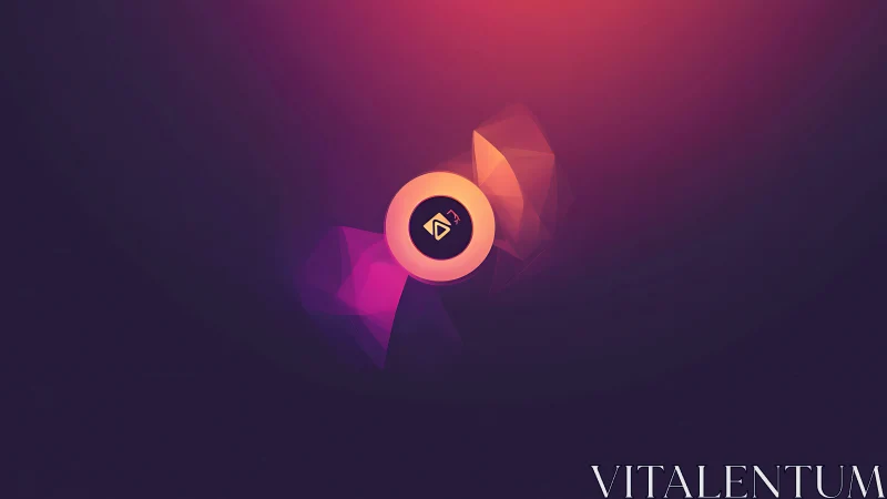 Central circular glyph with polygonal light gradients on dark field