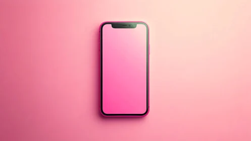 Smartphone mockup against gradient pink background.