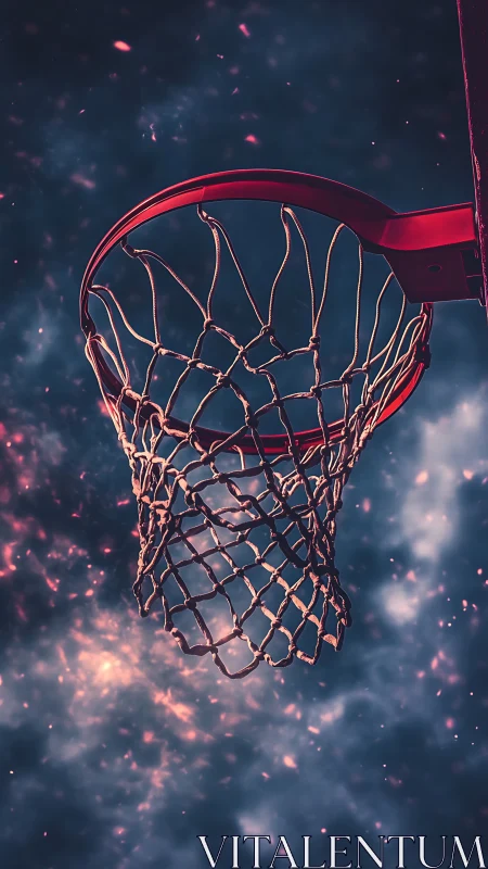 Celestial hoop dreams ignite above a cosmic storm sky.