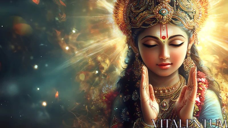 Radiant goddess portrait in jeweled ceremonial splendor.