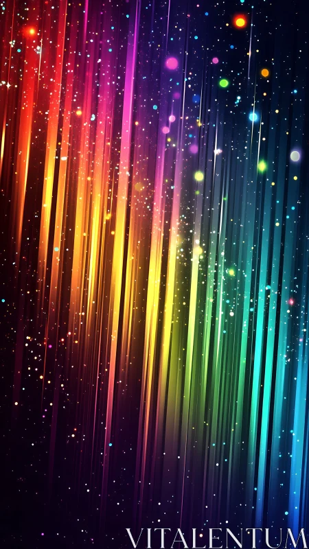 Vertical multicolor light trails with particulate bokeh on dark field