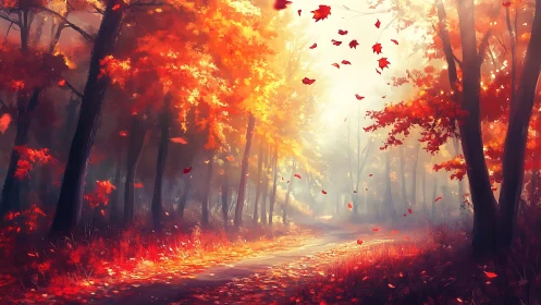 Autumn's Radiant Embrace: A Forest Ablaze with Warmth.