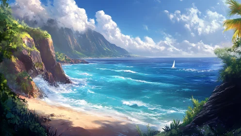 Tropical Coastal Paradise with Dramatic Cliffs.