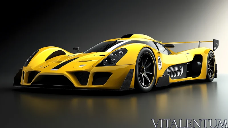 Yellow hypercar glows under studio lights in dramatic profile