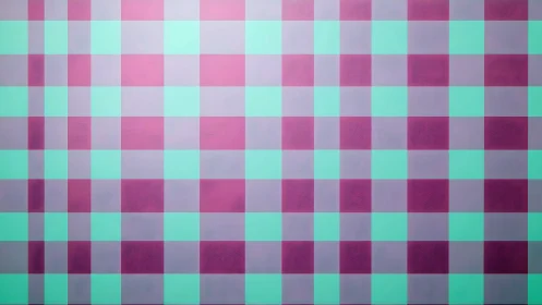 Mint and magenta checkered grid creates hypnotic rhythm.