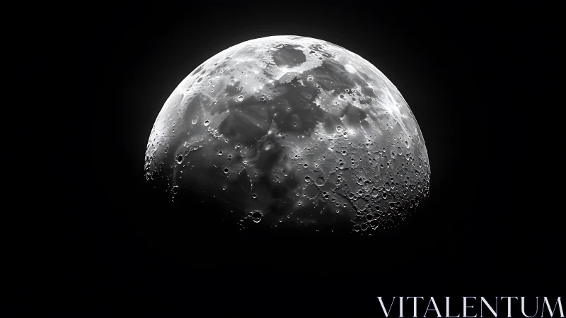 Lunar surface close-up with craters in partial illumination.
