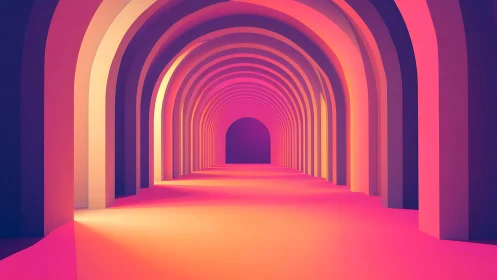 Parametric neon arch corridor with volumetric gradient lighting