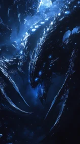 3D crystalline void leviathan with bioluminescent highlights.