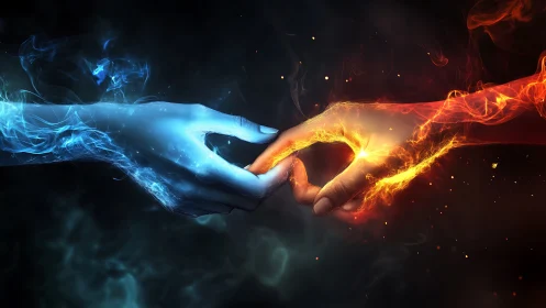 Fire and Ice Collision: Opposing Forces in Contact.