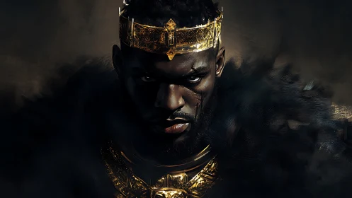 Digital painting portrait of a battle-scarred dark king.