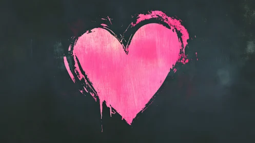 Neon Heart Shape with Graffiti Aesthetic on Dark Background