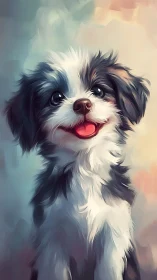 Digital portrait shows small dog with stylized brushwork