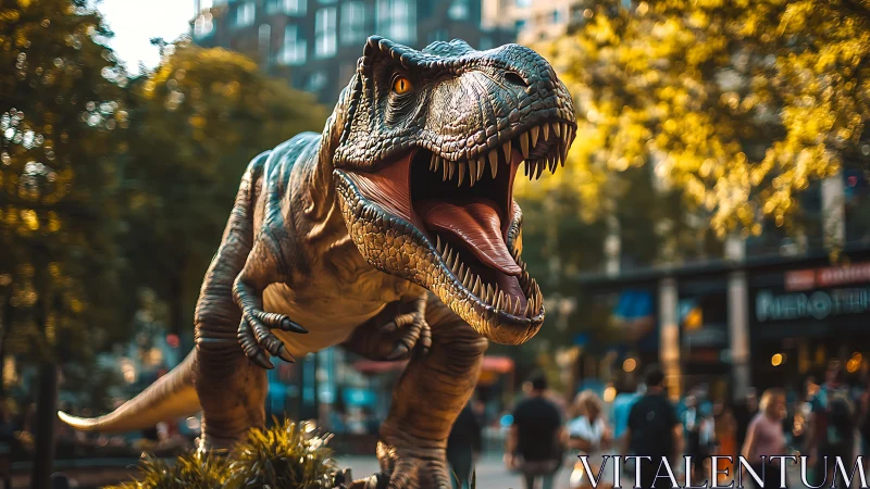 Roaring city T. rex brings playful prehistoric drama to town.