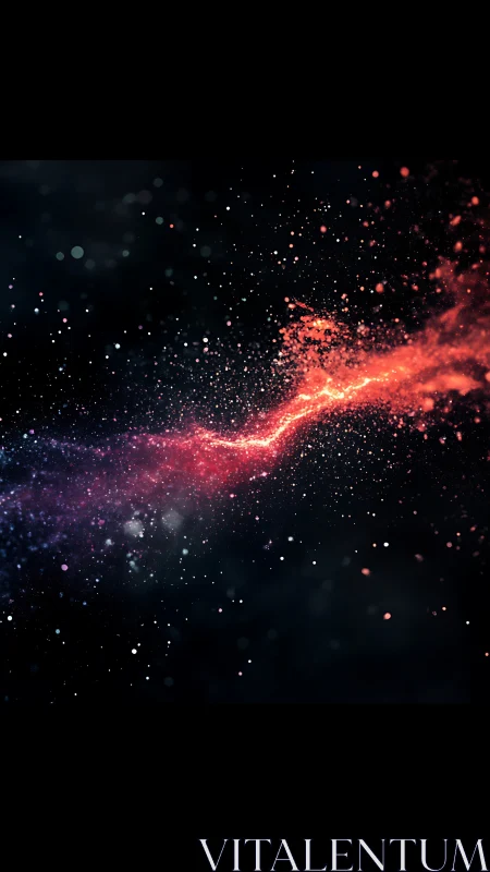 Red and purple particle stream arcs across dark background