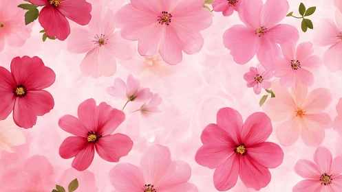 Pink cosmos flowers in soft, layered composition.
