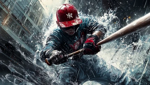 Urban thunder swing splashing through a storm of city light.