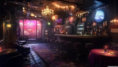 Moody neon bar glows with cozy lights and quiet stories