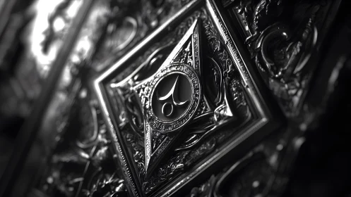 Ornate Metallic Relief Panel with Geometric and Abstract Motifs.