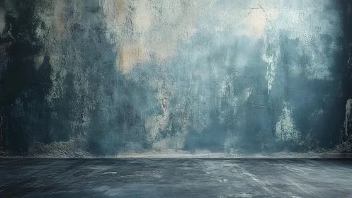 Weathered blue concrete wall and floor in industrial minimalist style.