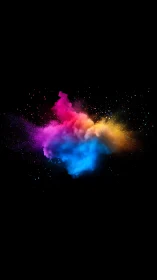 Multicolor powder burst on black isolated background. Period.