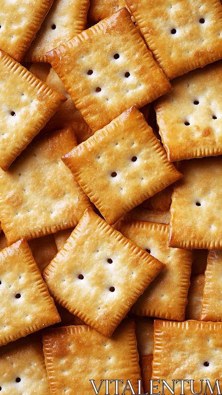 Square crackers with characteristic perforations arranged in overlapping pattern.