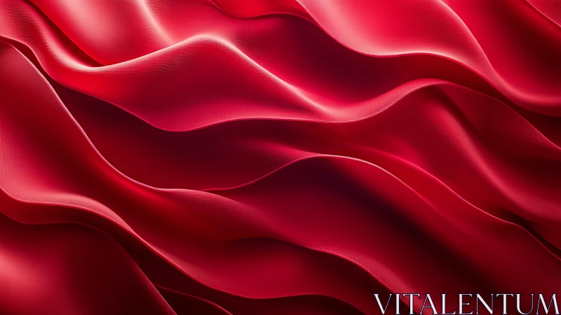 Flowing Red Silk Fabric Waves in Abstract Modern Art Style.