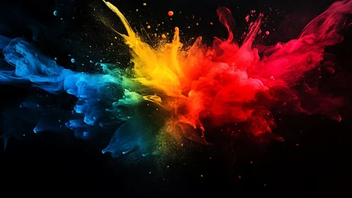 Triadic pigment explosion forms symmetrical chromatic shockwave