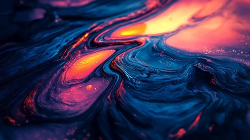 Glowing abstract river of neon light in deep cosmic blues.