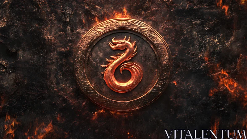 Forged Ember Dragon Crest Coiled in Molten Shadows.
