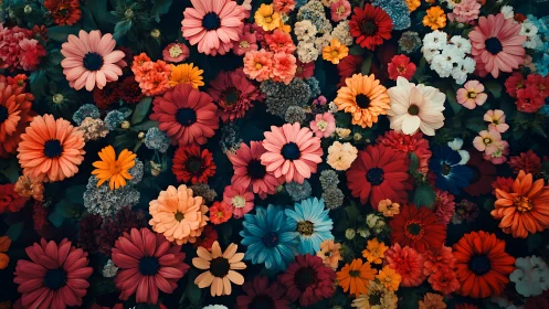 Vibrant flower garden blooms in stunning rainbow of color