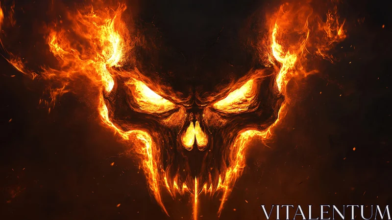 Infernal ember skull grins from a storm of molten shadow.