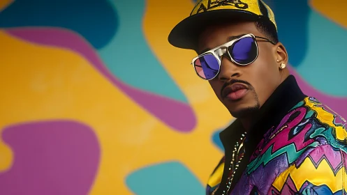 Retro-cool street style with bold neon color confidence.