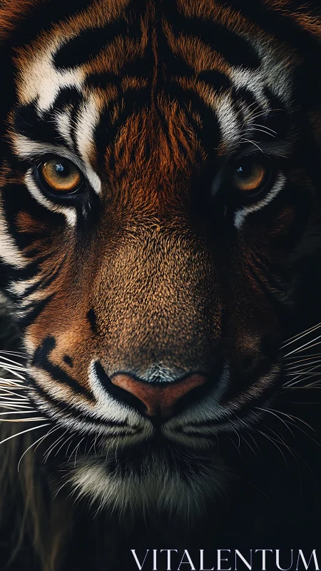 Midnight stare of a tiger king in velvet jungle shadows.