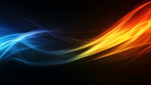 Chromatic Light Streams with Blue-to-Orange Gradient Wave Motion
