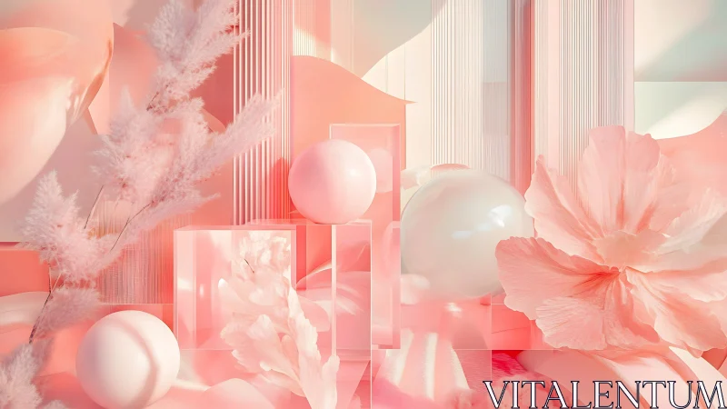 Cotton-candy geometry quietly cradles blossoming glass orbs