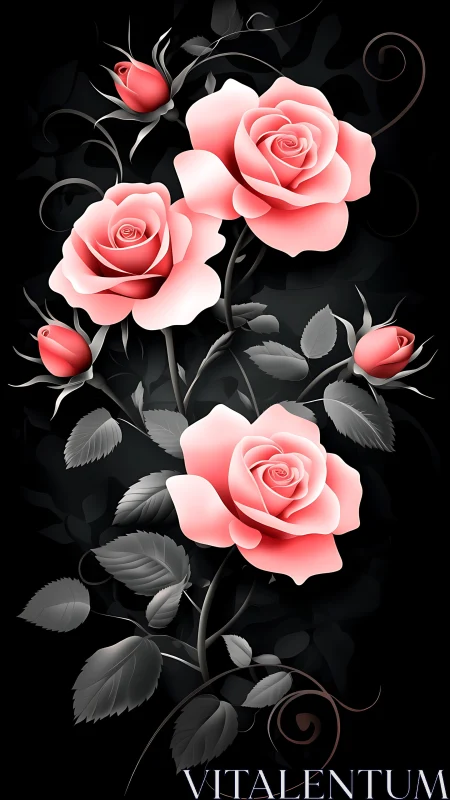 Coral Blooms Dance Against Obsidian Shadows