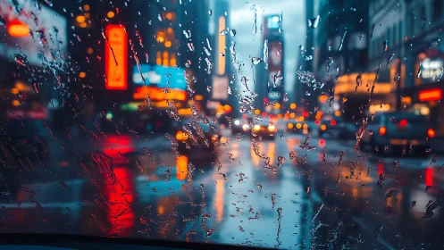Rain kissed city lights melting into a dreamy nightscape.