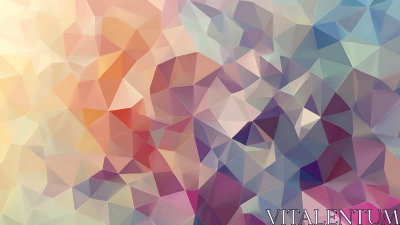 Polygonal pastel gradients form a prismatic abstract field.