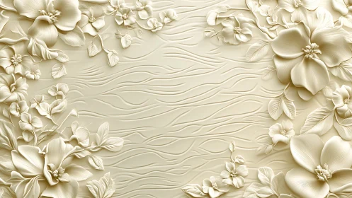 Ivory Blooms Dance: Tactile 3D Floral Sanctuary.