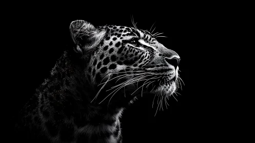 Striking Black and White Leopard Portrait Study.
