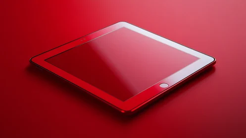 Red Tablet Device 3D Rendering with Minimalist Gradient Background