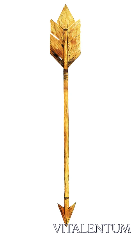 Hand-drawn rustic arrow illustration with linear wood texture.