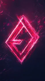 Neon angular glyph with luminous crystalline edging design.