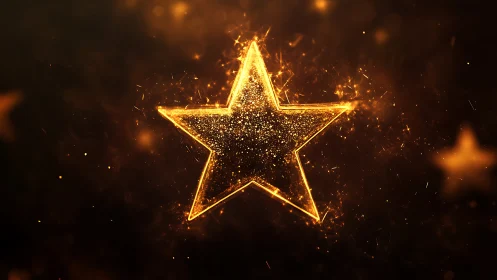 Luminescent five-point star with particulate glow dynamics.