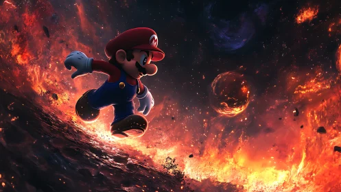 Mario's Fiery Adventure Through Space.
