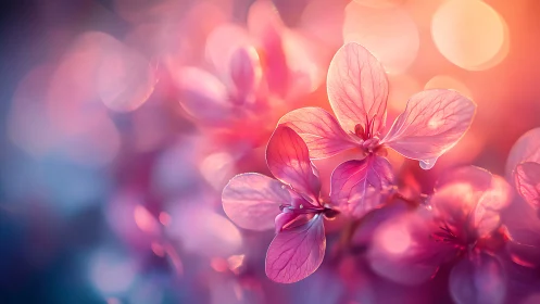 Delicate Pink Orchids Dance in Golden Sunset Glow