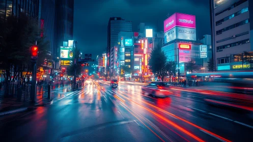 Neon rain stitches electric ribbons through the midnight city