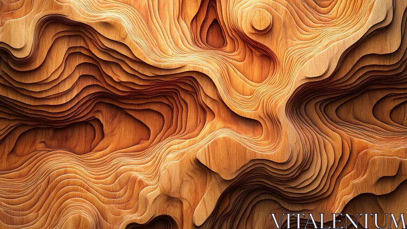 Carved wooden topography swirling in warm sculpted waves.
